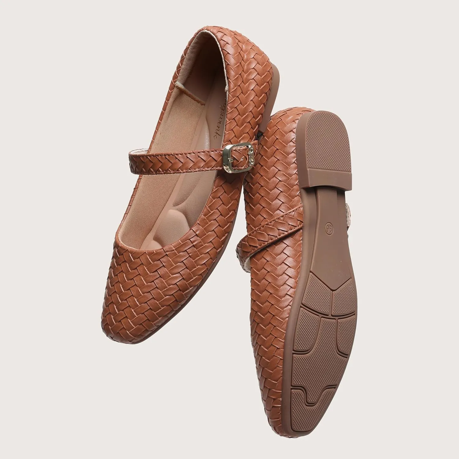 Mary Jane Shoes Women Flats Ballet Flats with Strap Square Toe Buckle MaryJanes for Women Dressy Comfortable