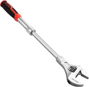MAXPOWER Extendable Adjustable Wrench, Retractable Extension Shank 13.8" to 19.7", Soft Grip Handle