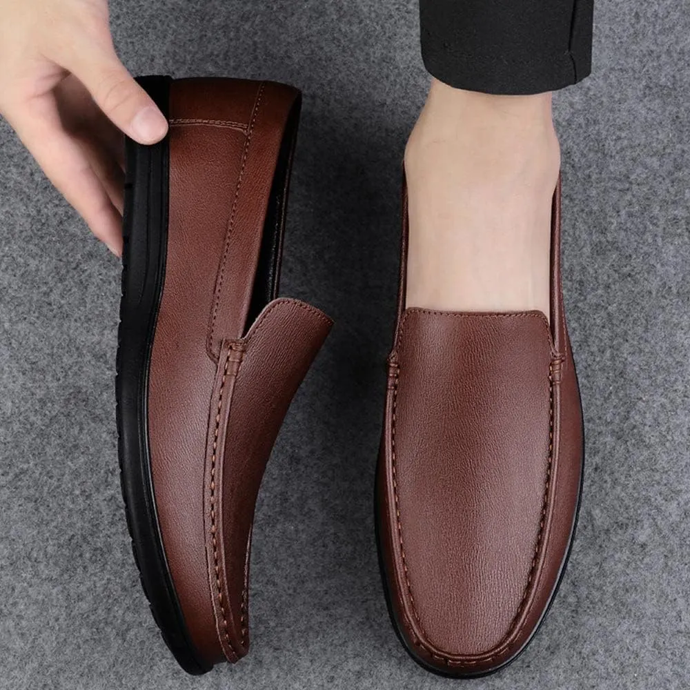 Maylrvjv Men's Loafers Slip-On Casual Leather Shoes Comfortable Soft Flexible Driving Flat Shoes