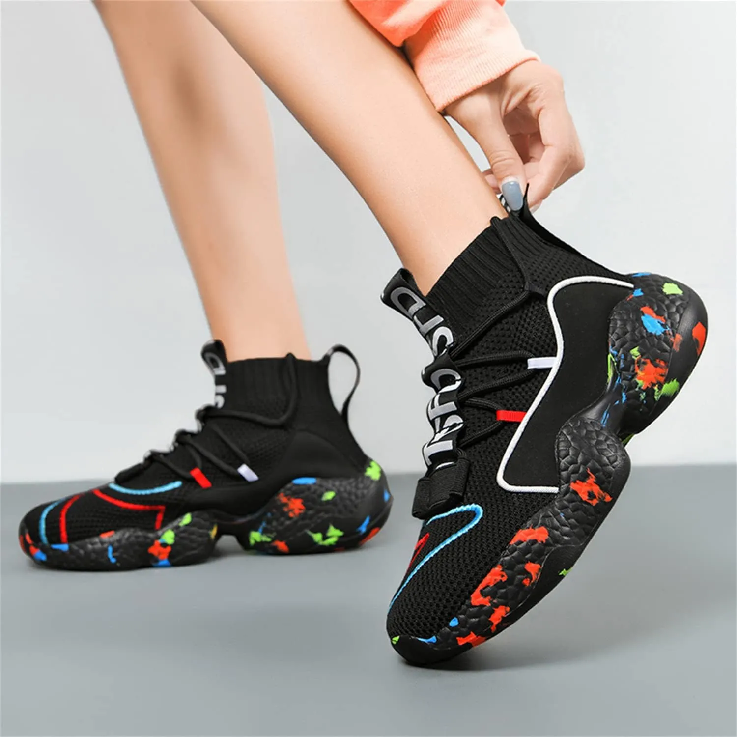 MDPCX Couple Shoes High top Men's Socks Shoes Running Light Breathable Casual Women's Sports Shoes Fashion Sports Shoes Climbing Shoes