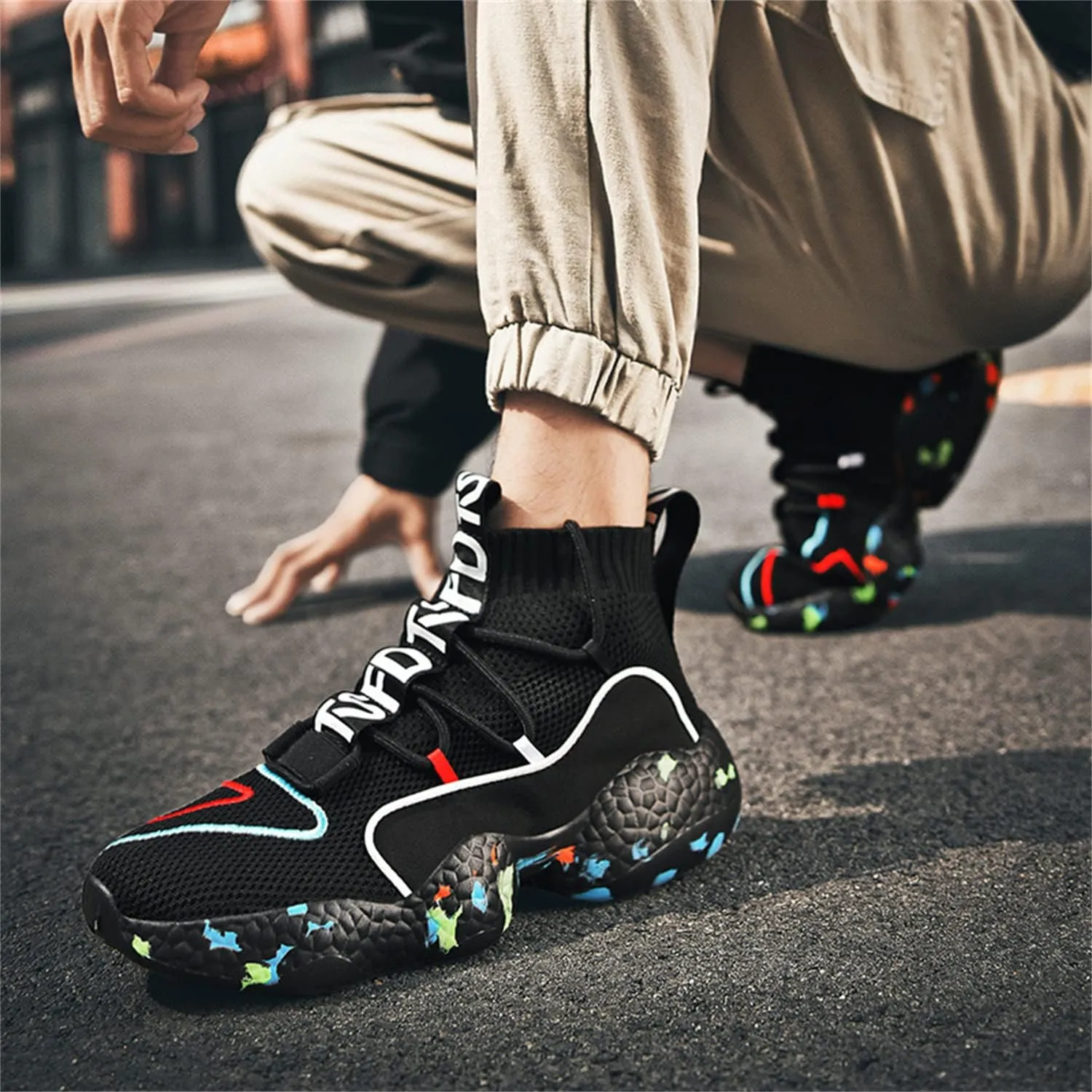 MDPCX Couple Shoes High top Men's Socks Shoes Running Light Breathable Casual Women's Sports Shoes Fashion Sports Shoes Climbing Shoes