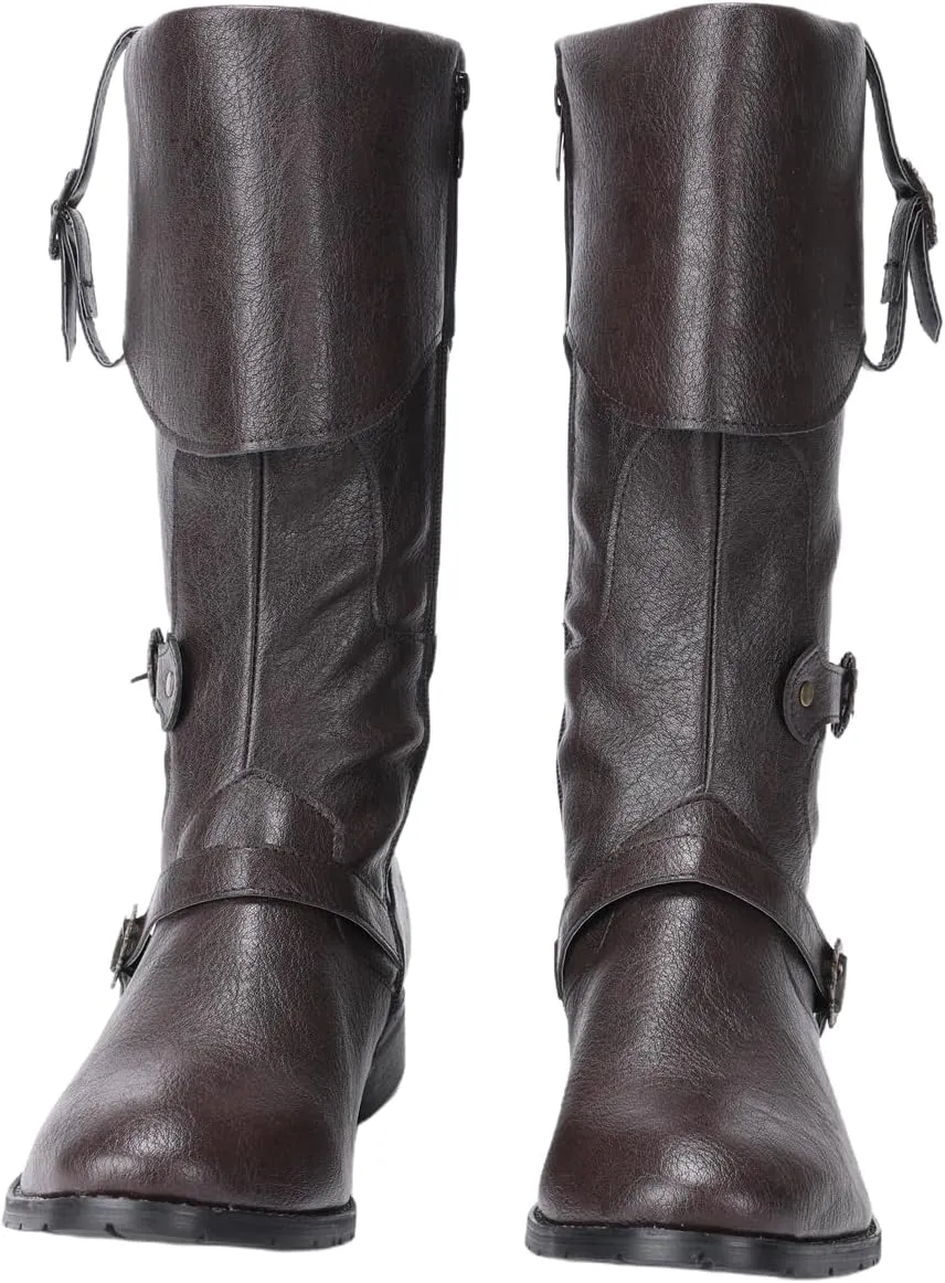 Medieval Male and Female Renaissance Pull On Boots Mid Calf Gothic Boots Halloween Cosplay Cuff Shoes