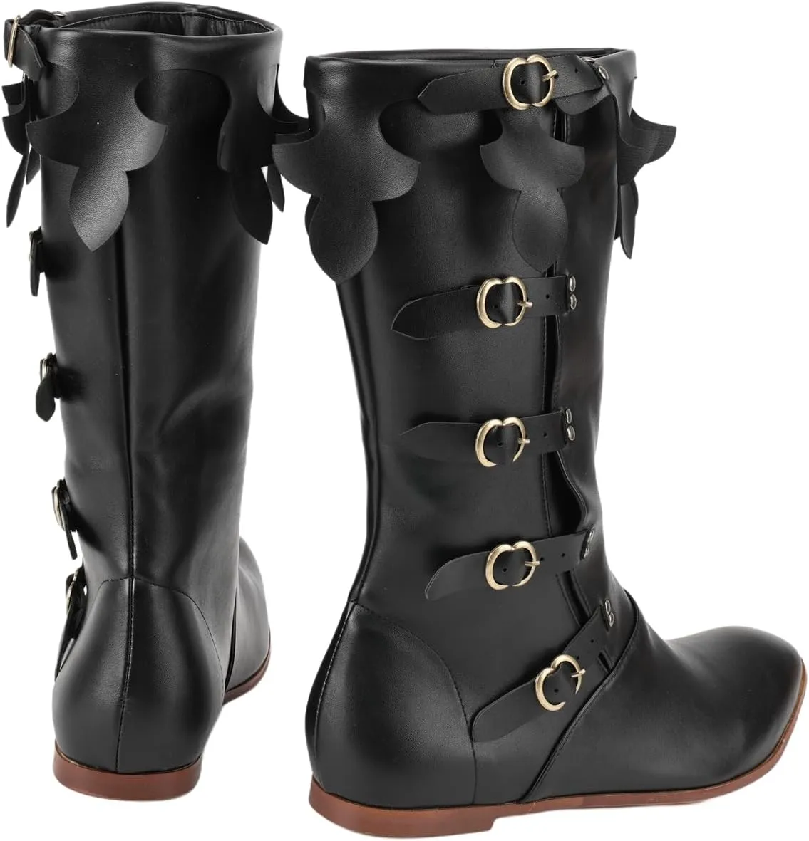 Medieval Renaissance Pull On Boots Male and Female Mid Calf Gothic Boots Halloween Cosplay Shoes