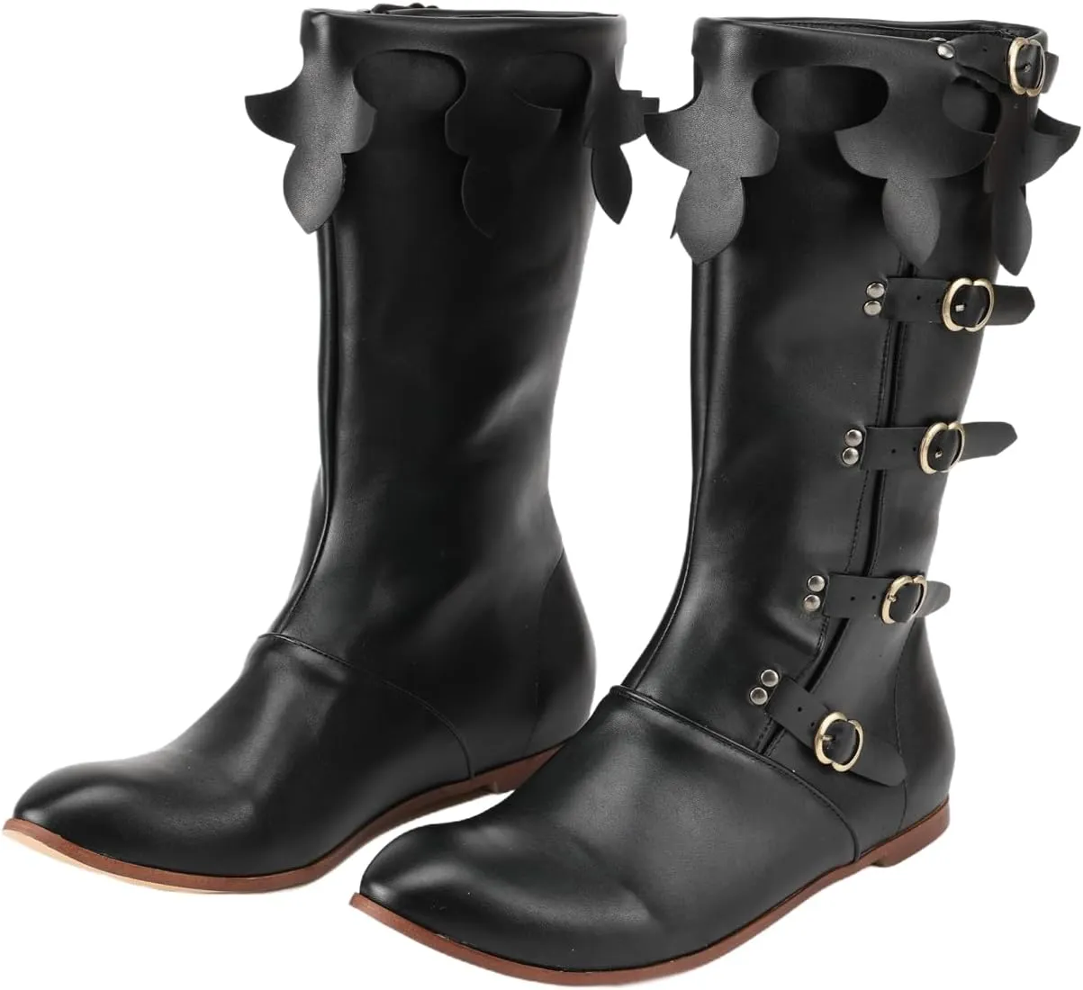 Medieval Renaissance Pull On Boots Male and Female Mid Calf Gothic Boots Halloween Cosplay Shoes