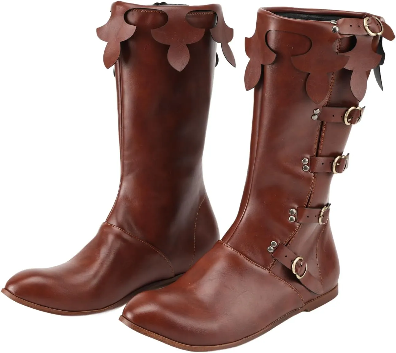 Medieval Renaissance Pull On Boots Male and Female Mid Calf Gothic Boots Halloween Cosplay Shoes