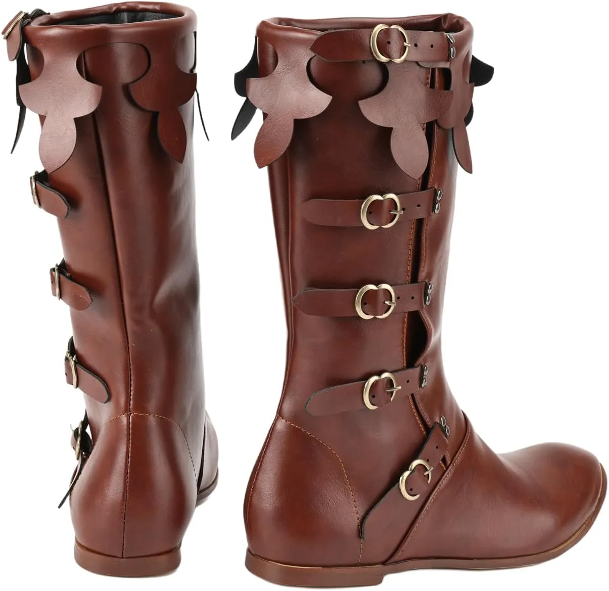 Medieval Renaissance Pull On Boots Male and Female Mid Calf Gothic Boots Halloween Cosplay Shoes