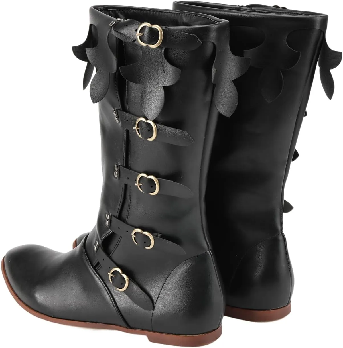 Medieval Renaissance Pull On Boots Male and Female Mid Calf Gothic Boots Halloween Cosplay Shoes