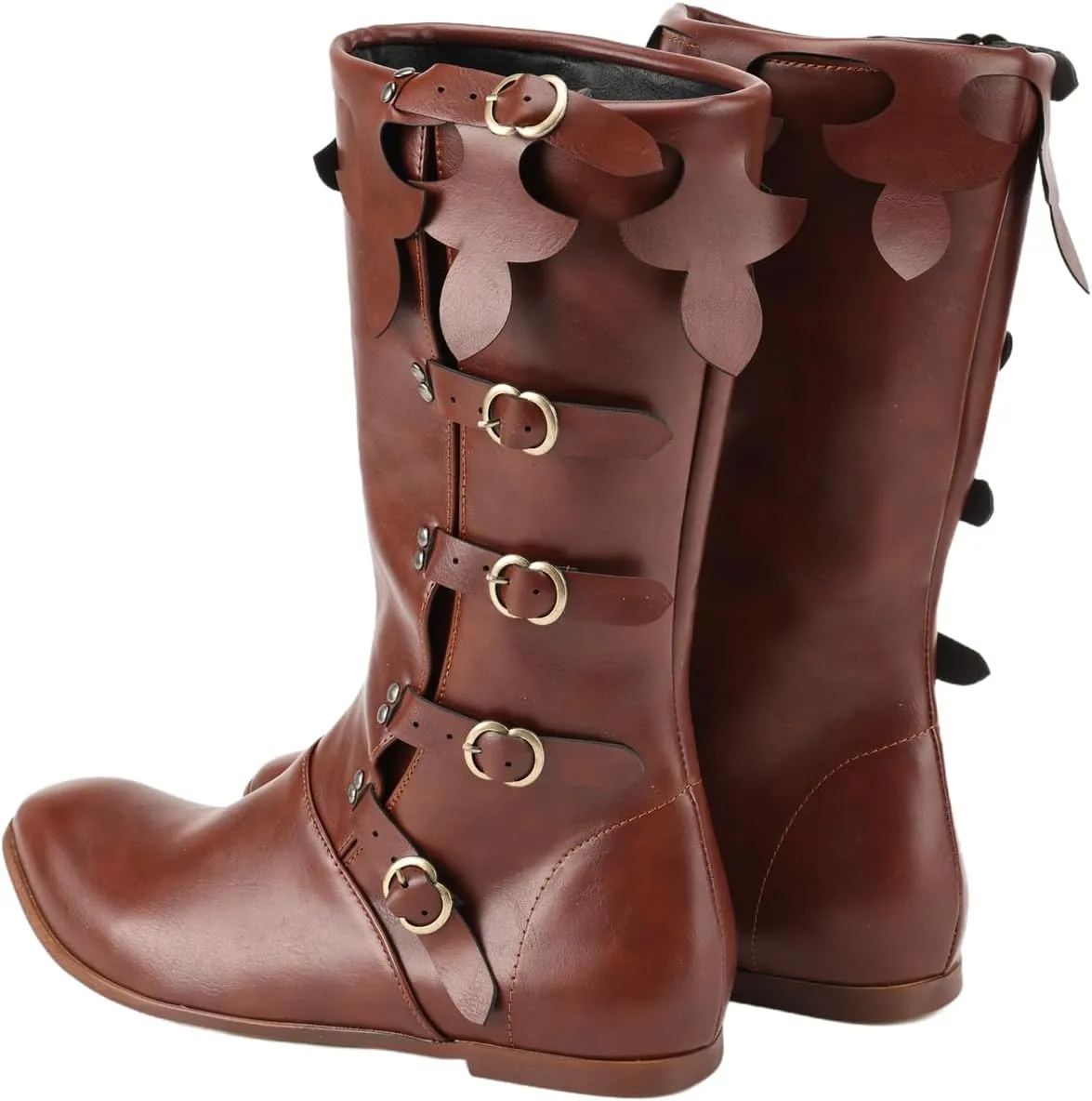Medieval Renaissance Pull On Boots Male and Female Mid Calf Gothic Boots Halloween Cosplay Shoes