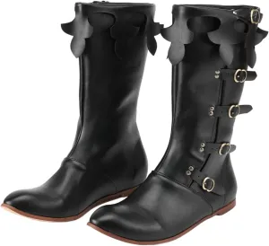 Medieval Renaissance Pull On Boots Male and Female Mid Calf Gothic Boots Halloween Cosplay Shoes