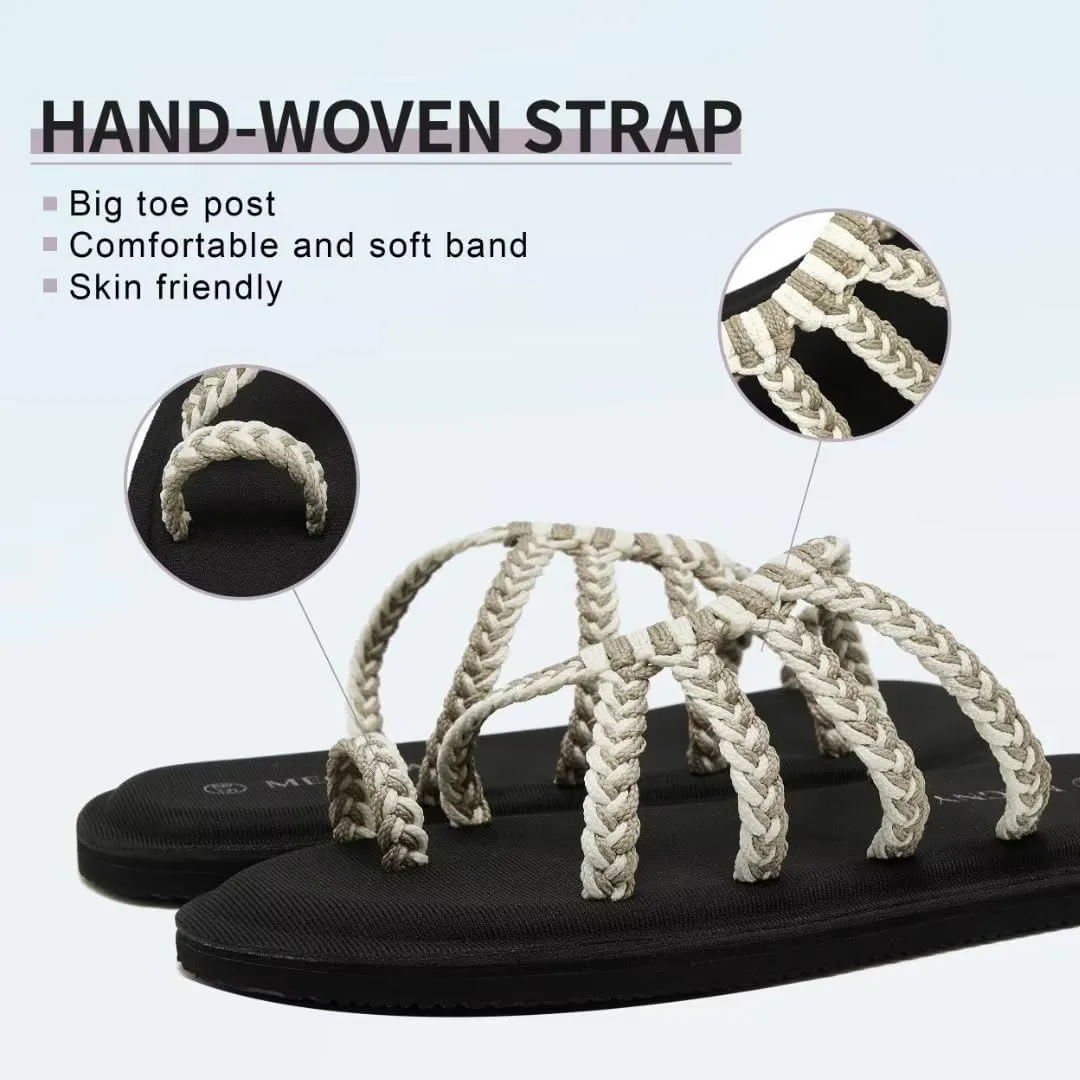 MEGNYA Yoga Mat Flip Flops for Women, Comfortable Foam Walking Sandals, Flexible and Lightweight Slippers for Beach/Holiday/Poolside/Outdoor Activities