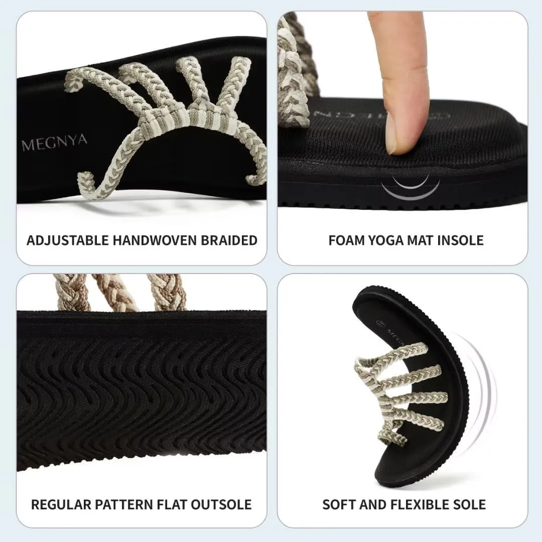 MEGNYA Yoga Mat Flip Flops for Women, Comfortable Foam Walking Sandals, Flexible and Lightweight Slippers for Beach/Holiday/Poolside/Outdoor Activities