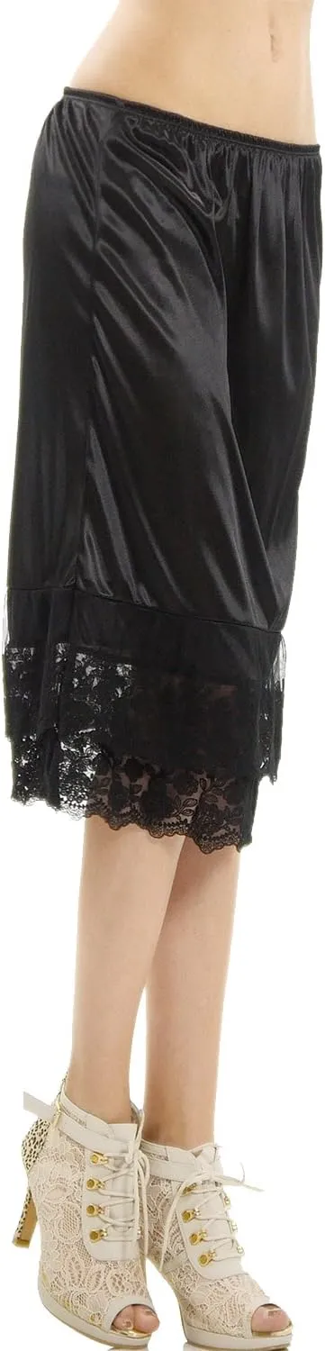 MELODY Long double lace satin layering half slip skirt extender underskirt 24" length