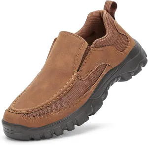 Men Genuine Leather Breathable Arch Support Loafers Soft Comfortable Slip On Business Dress Shoes Daily Non-Slip Driving Walking Shoes