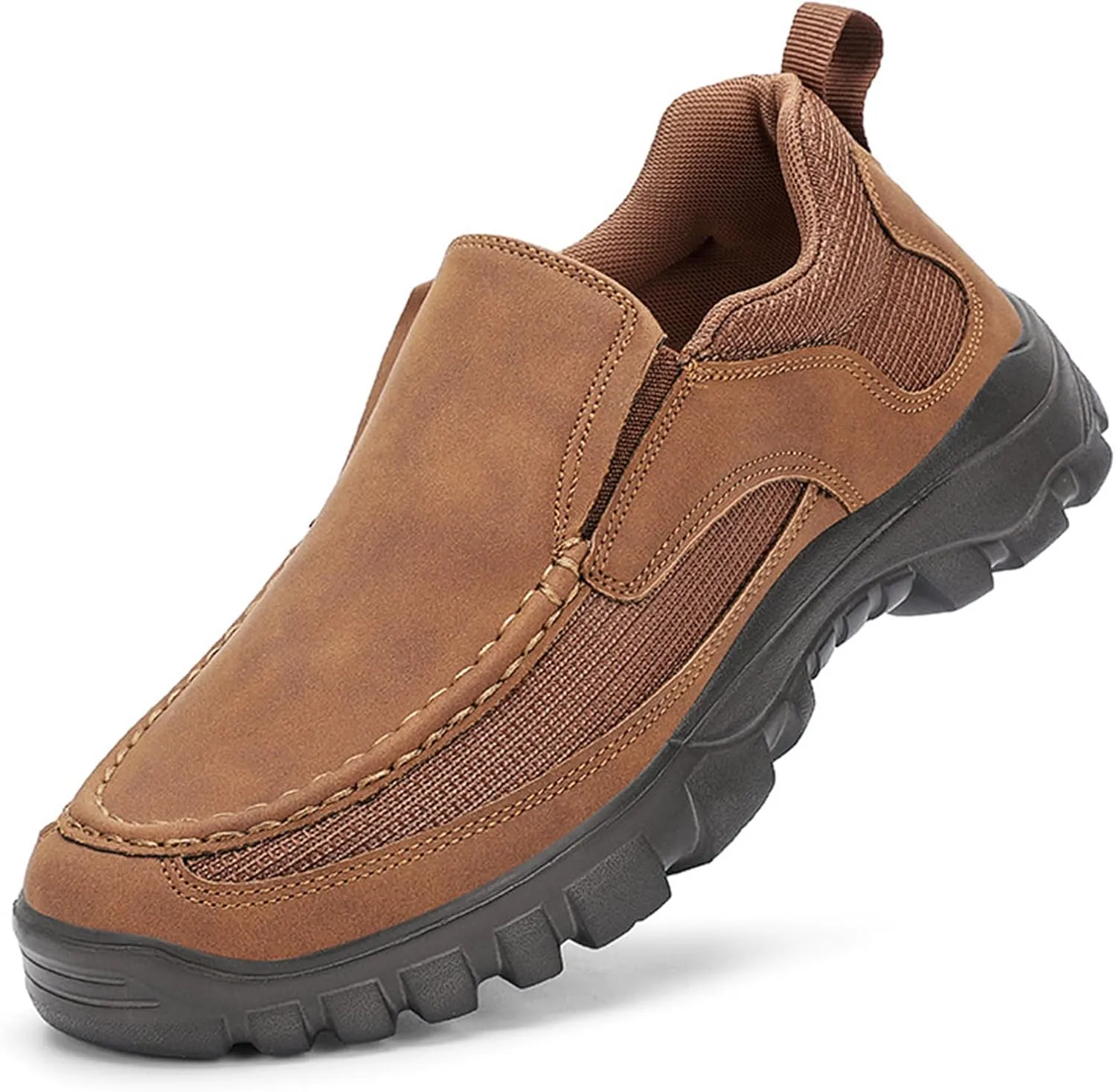 Men Genuine Leather Breathable Arch Support Loafers Soft Comfortable Slip On Business Dress Shoes Daily Non-Slip Driving Walking Shoes
