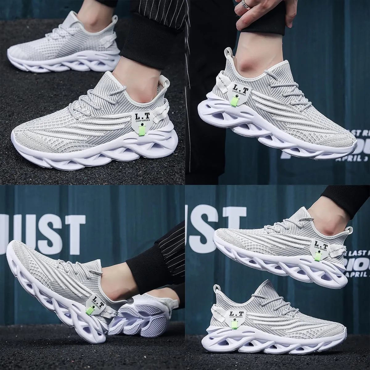 Men Running Shoes Slip On Tennis Walking Shoes Lightweight Breathable Sneakers for Gym Work Casual Soft Sole Trainers Non Slip Athletic Footwear