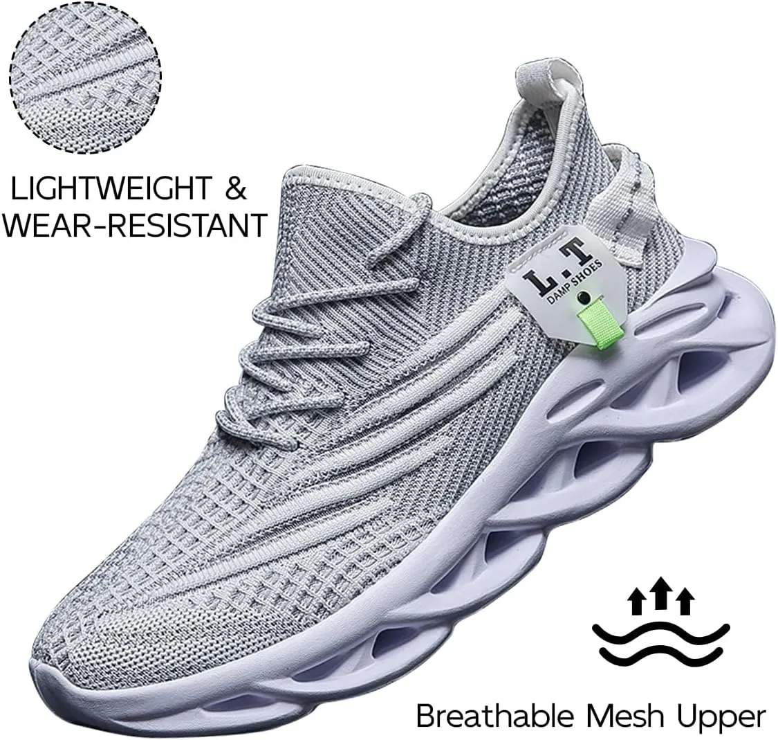 Men Running Shoes Slip On Tennis Walking Shoes Lightweight Breathable Sneakers for Gym Work Casual Soft Sole Trainers Non Slip Athletic Footwear
