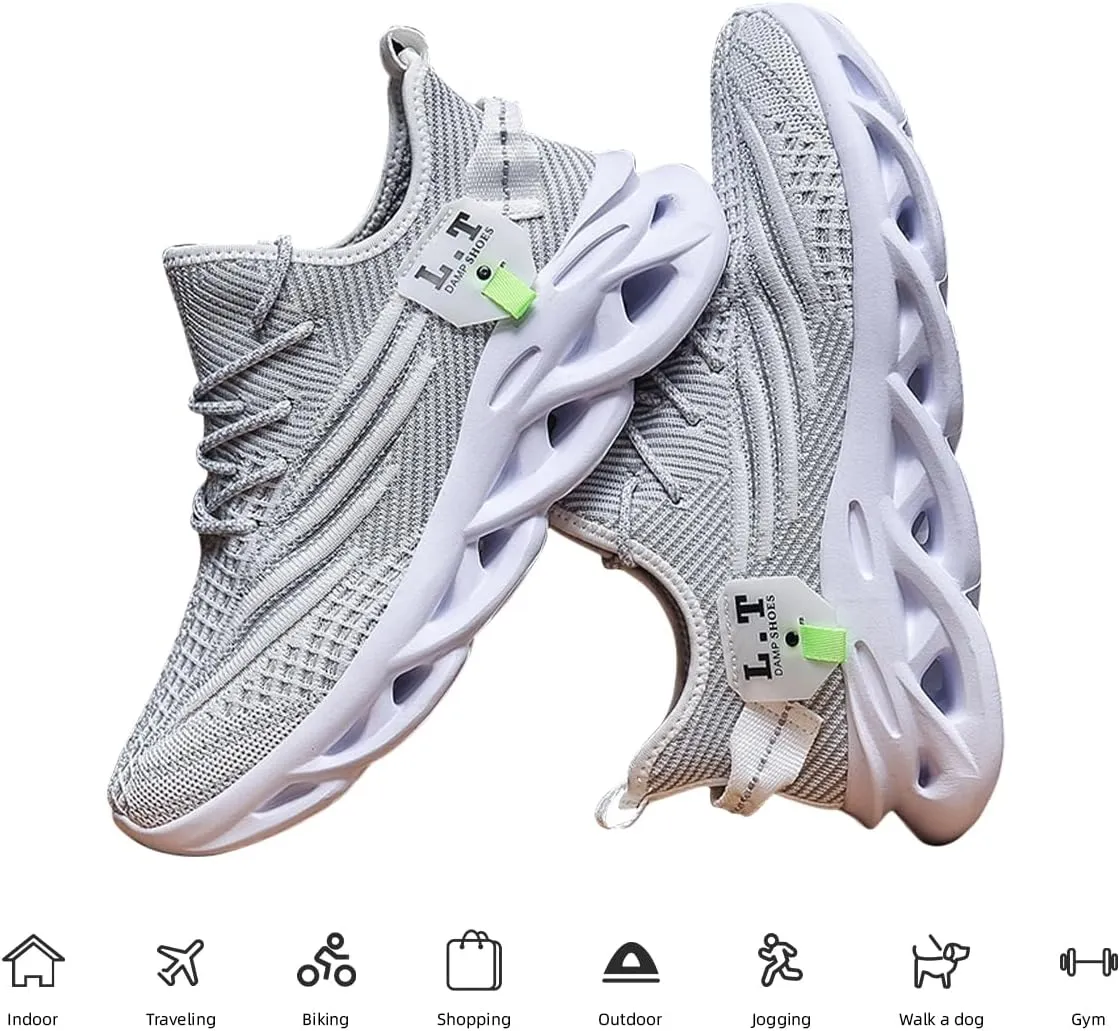 Men Running Shoes Slip On Tennis Walking Shoes Lightweight Breathable Sneakers for Gym Work Casual Soft Sole Trainers Non Slip Athletic Footwear