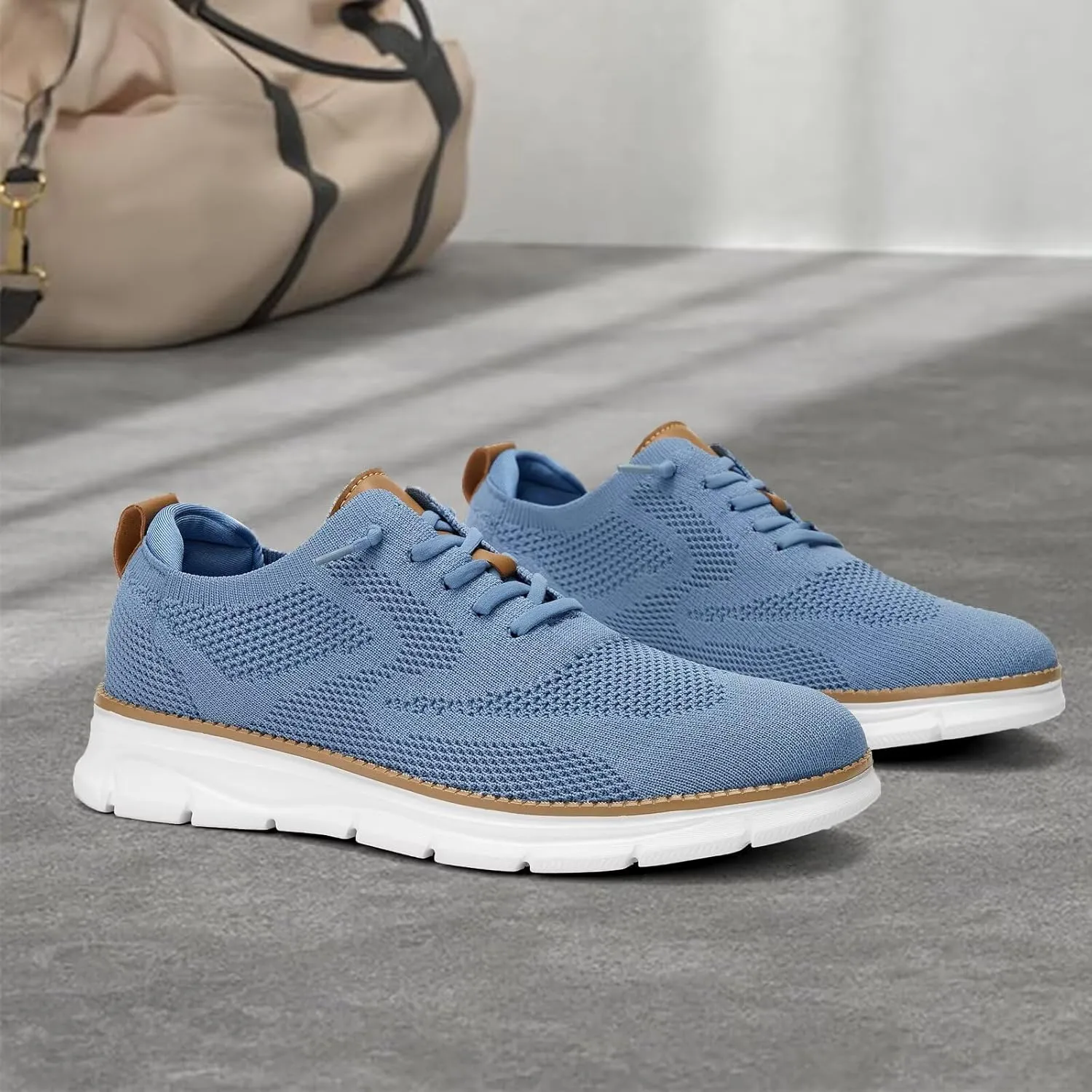 Mens Casual Dress Oxfords Shoes Fashion Mesh Business Walking Work Slip on Sneakers Comfortable Lightweight Soft Sole