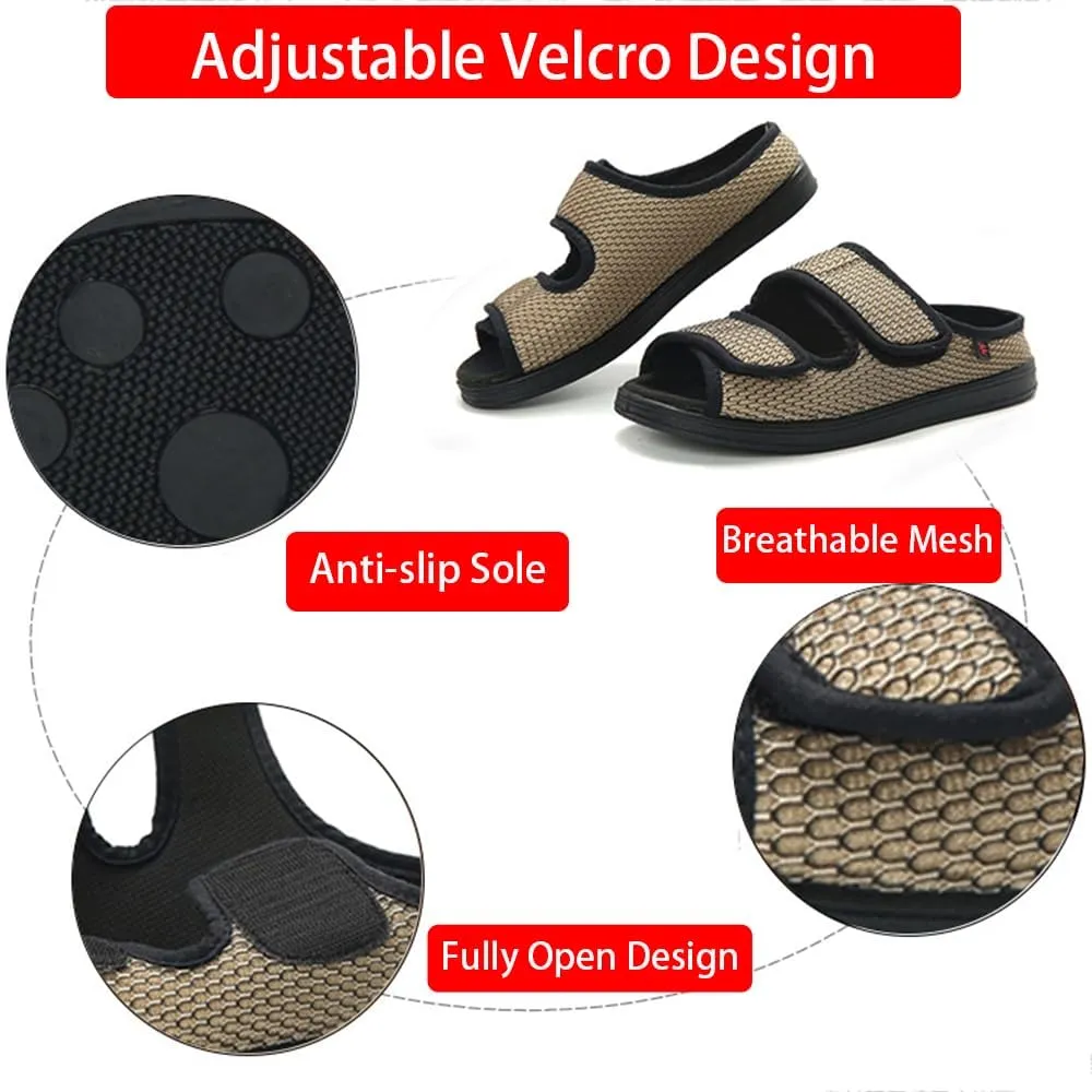 Men's Diabetic Shoes Extra Wide Width Diabetic Sandals,Diabetic Walking Shoes Adjustable Closure Arch Support Orthopedic Shoes for Swollen Feet Plantar Fasciitis