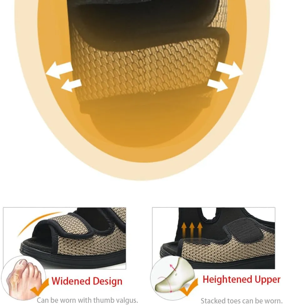 Men's Diabetic Shoes Extra Wide Width Diabetic Sandals,Diabetic Walking Shoes Adjustable Closure Arch Support Orthopedic Shoes for Swollen Feet Plantar Fasciitis