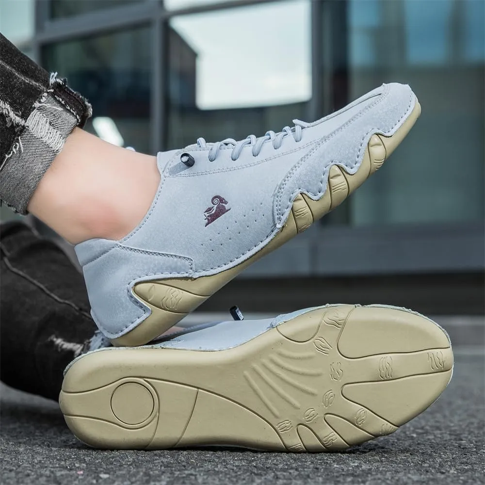 Men's Handmade Low Top Waterproof Leather Sneakers Men's Soft Walking Shoes Men's Casual Shoes