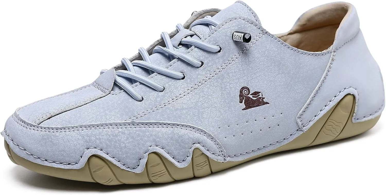 Men's Handmade Low Top Waterproof Leather Sneakers Men's Soft Walking Shoes Men's Casual Shoes