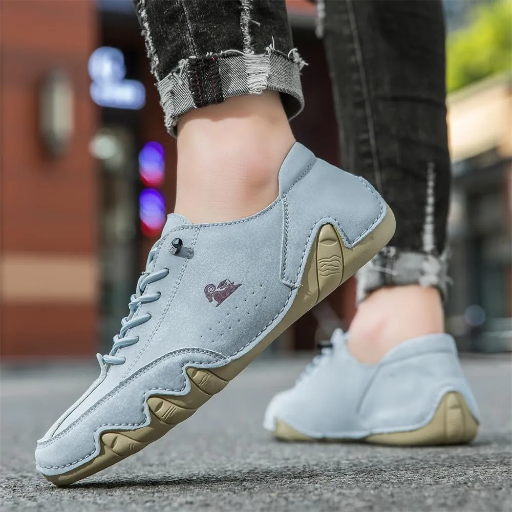 Men's Handmade Low Top Waterproof Leather Sneakers Men's Soft Walking Shoes Men's Casual Shoes