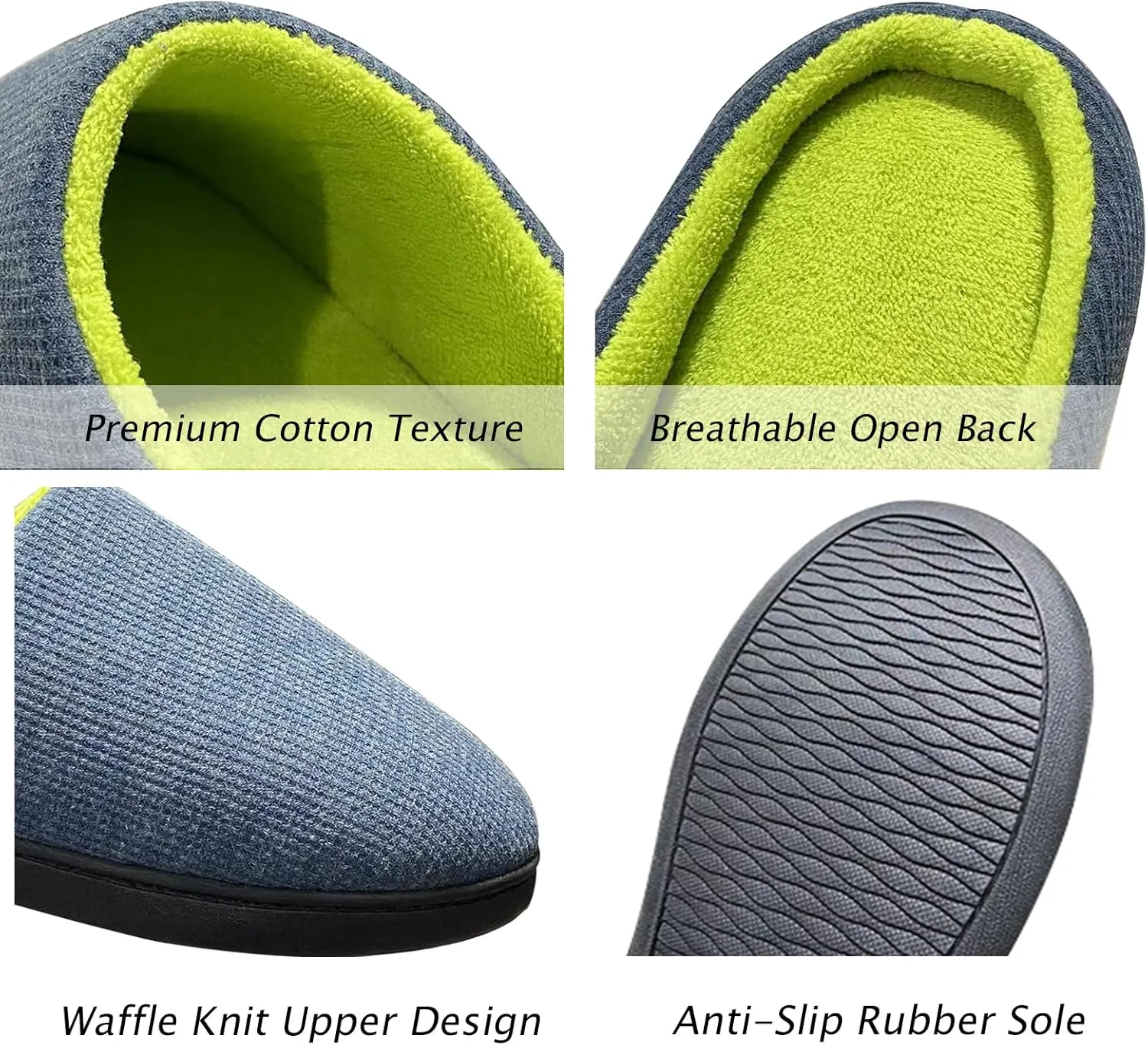 Men's Memory Foam Slippers, Comfy House Shoes, Cozy Men's Slippers with Warm Soft Coral Fleece Lining