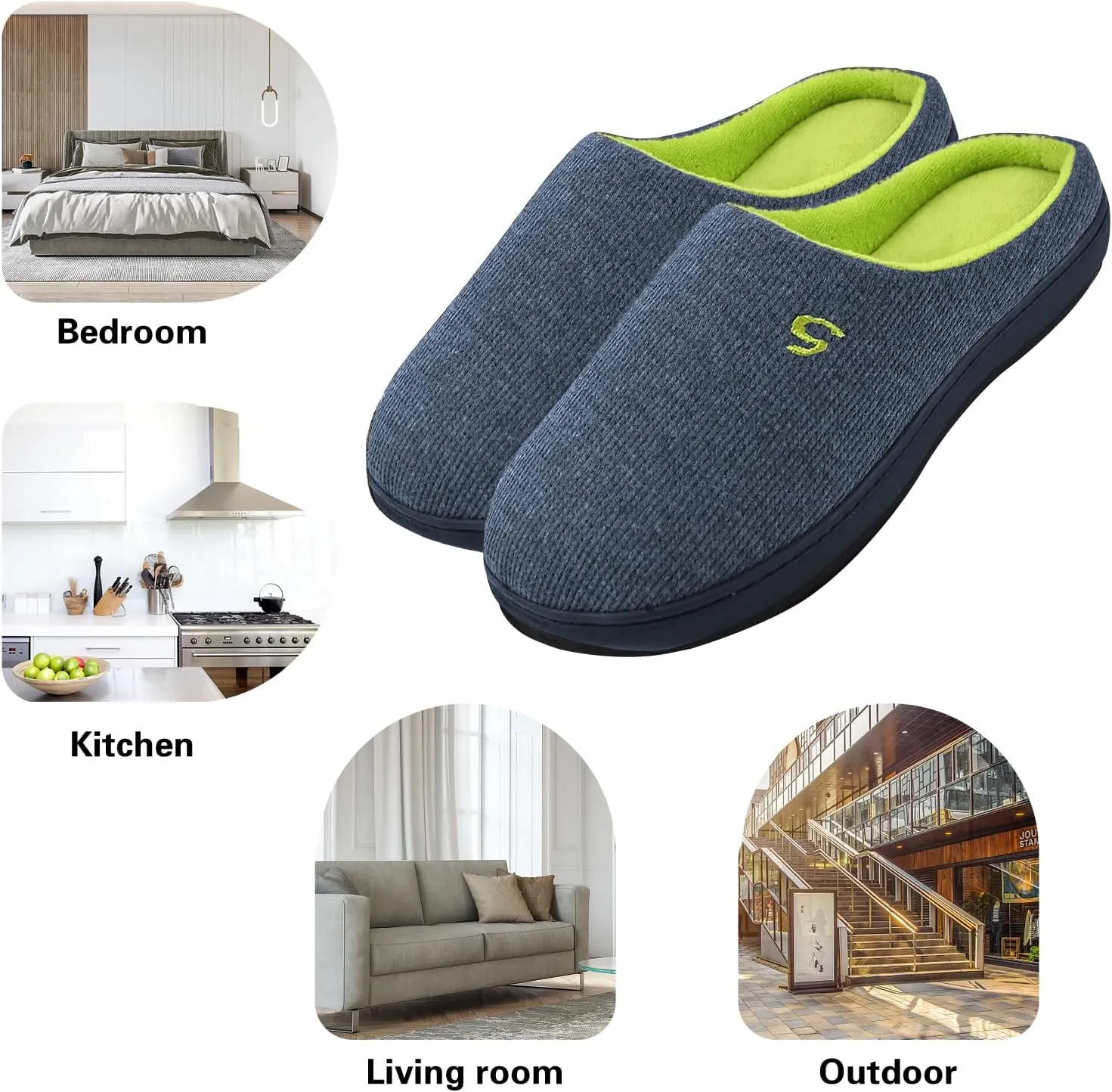 Men's Memory Foam Slippers, Comfy House Shoes, Cozy Men's Slippers with Warm Soft Coral Fleece Lining