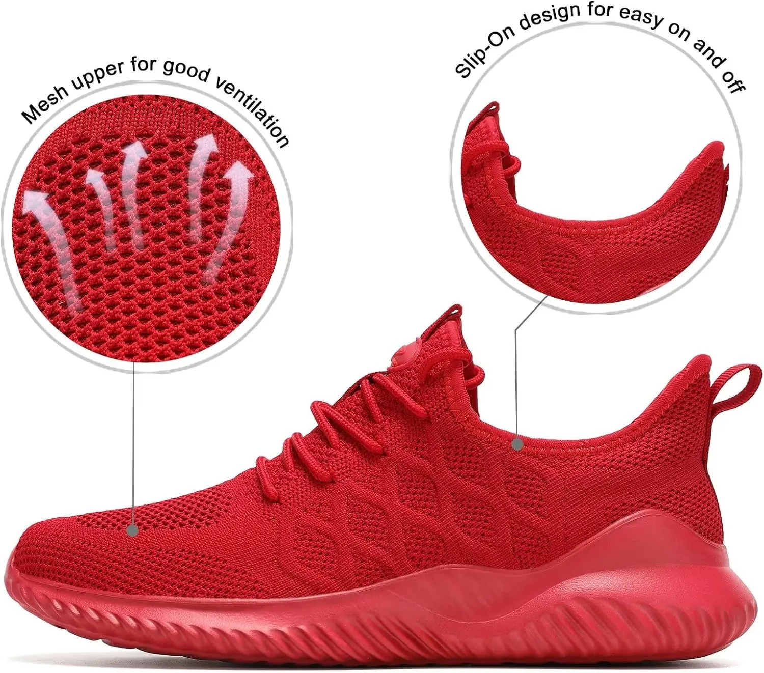 Mens Running Shoes Slip-on Walking Tennis Sneakers Lightweight Breathable Casual Soft Sole Mesh Workout Sports Shoes