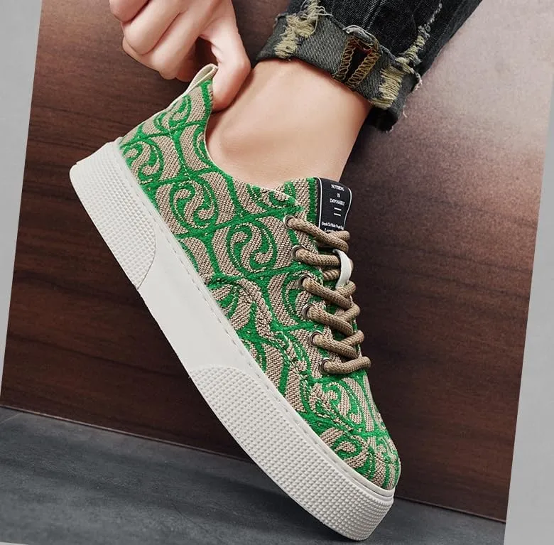 Men's Trendy Street Style Breathable Skateboard Shoes, Comfy Non Slip Lace Up EVA Sneakers for Men's Outdoor Activities