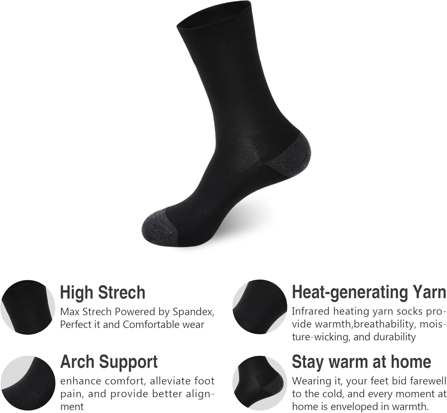 Men's Ultra-Light Thermal Socks - Thin Warm Heat Socks with Self Heat Yarn, Great Gift