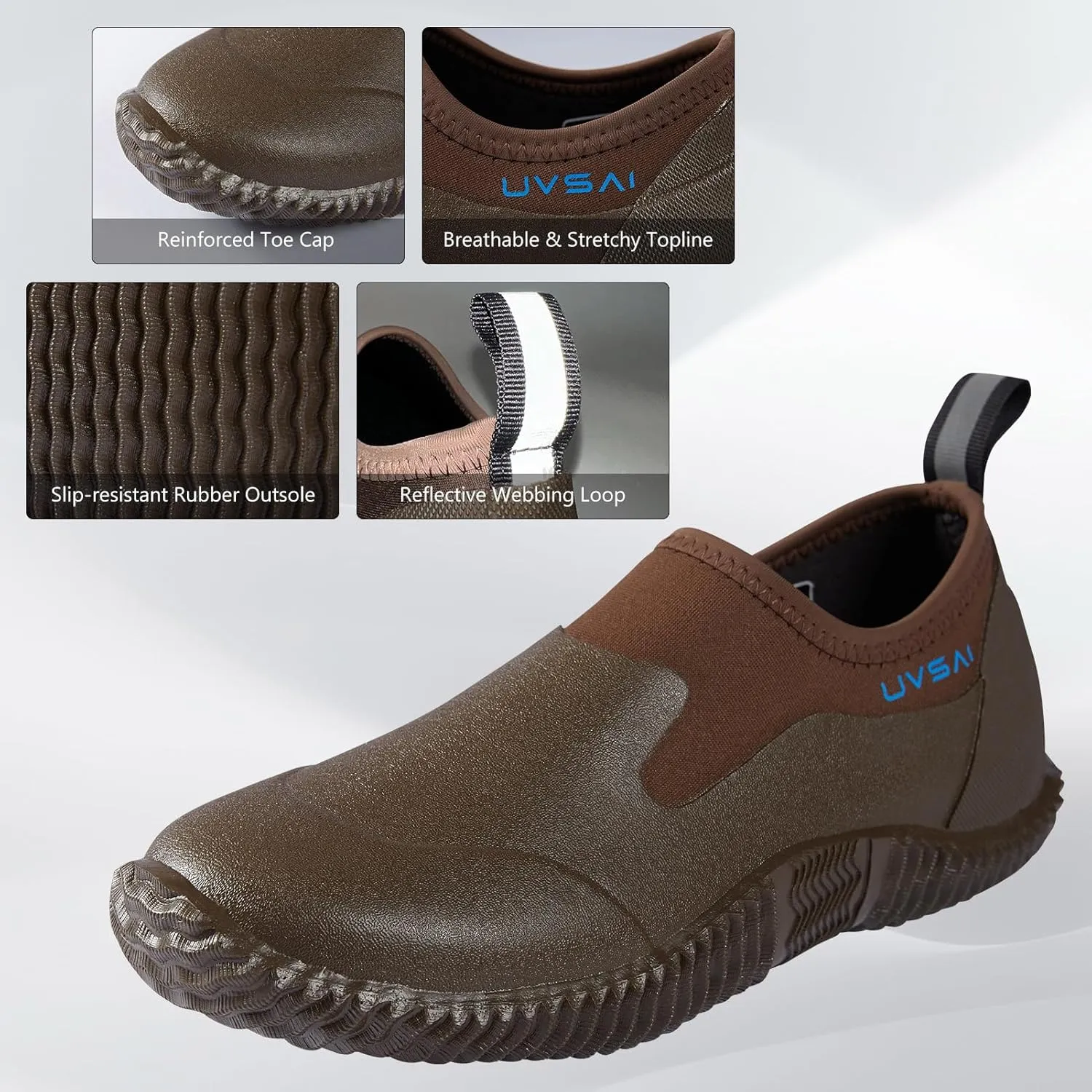 Men’s Waterproof Garden Shoes Rain Boots Slip-On Footwear for Gardening Farming Camping Lawn Care Yard Work