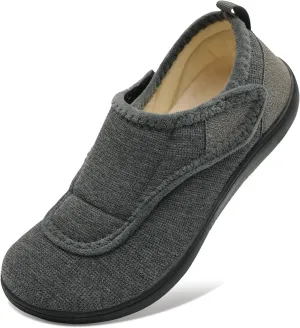 Mens Wide Slippers Comfy Diabetic Orthopedic Shoes Adjustable House Slippers Swollen Feet Walking Shoes