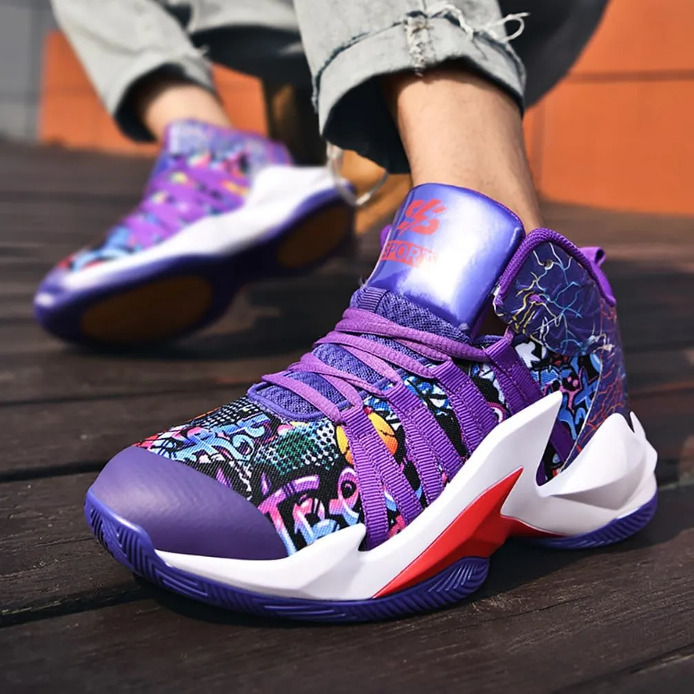 Men's Women's Basketball Shoes High Top Ultra-Light Fashion Anti Slip Breathable Sneakers