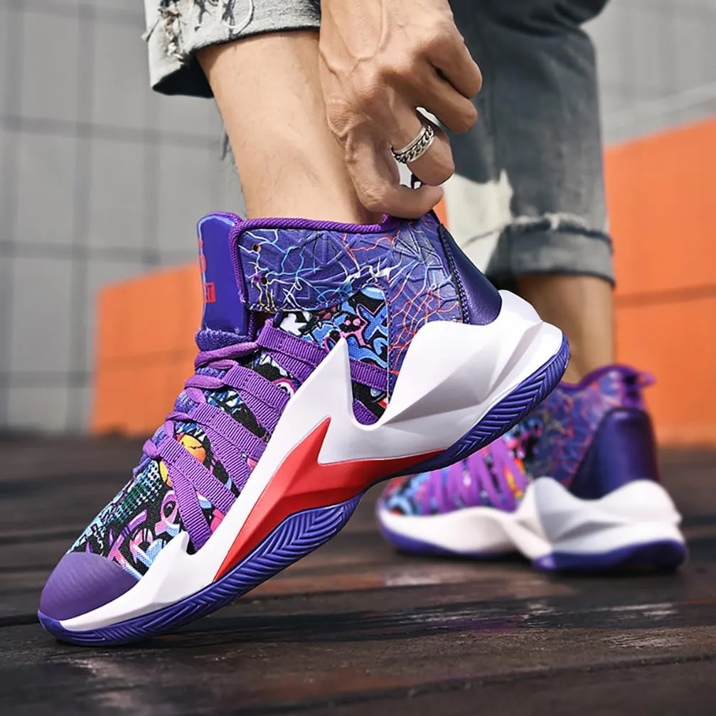 Men's Women's Basketball Shoes High Top Ultra-Light Fashion Anti Slip Breathable Sneakers