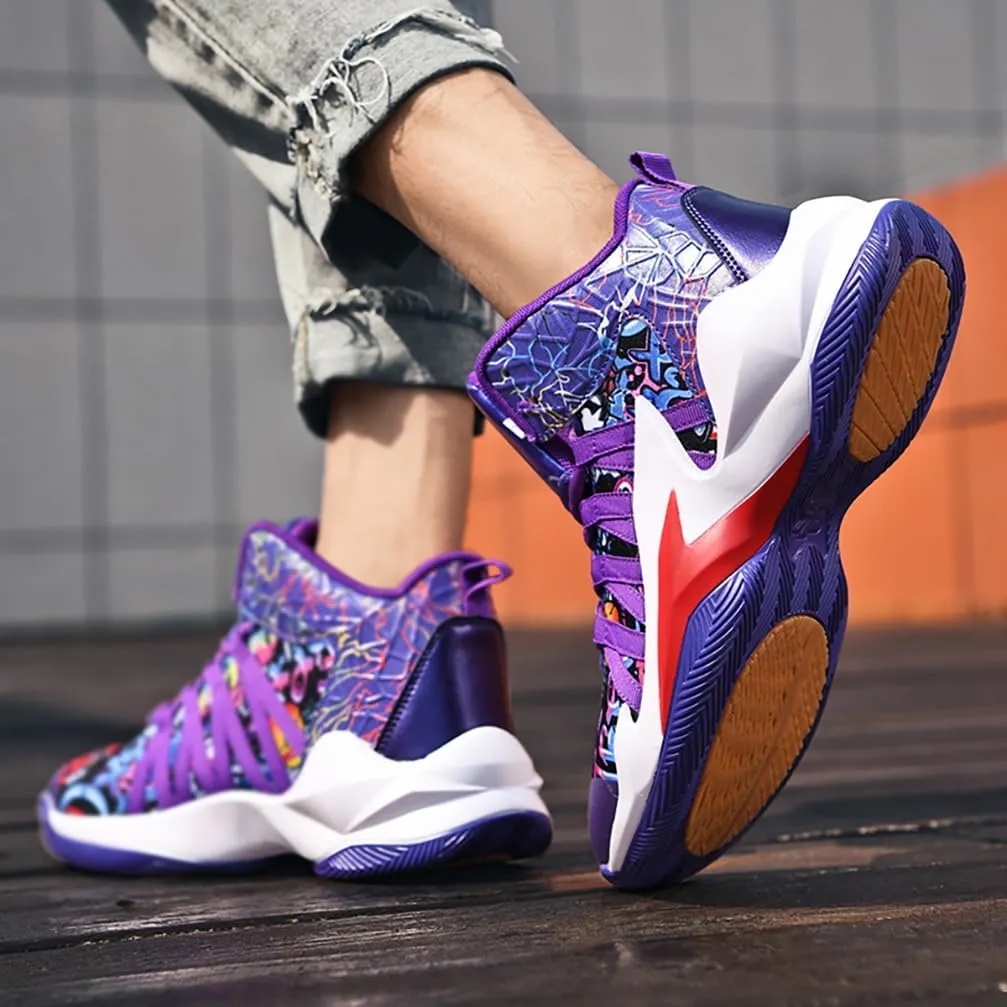 Men's Women's Basketball Shoes High Top Ultra-Light Fashion Anti Slip Breathable Sneakers