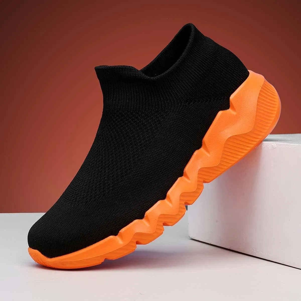 Men's Women's Knitted Mesh Fashion Breathable Ankle-High Road Running Shoes Soft Sneakers Shoes Trainers Shoes