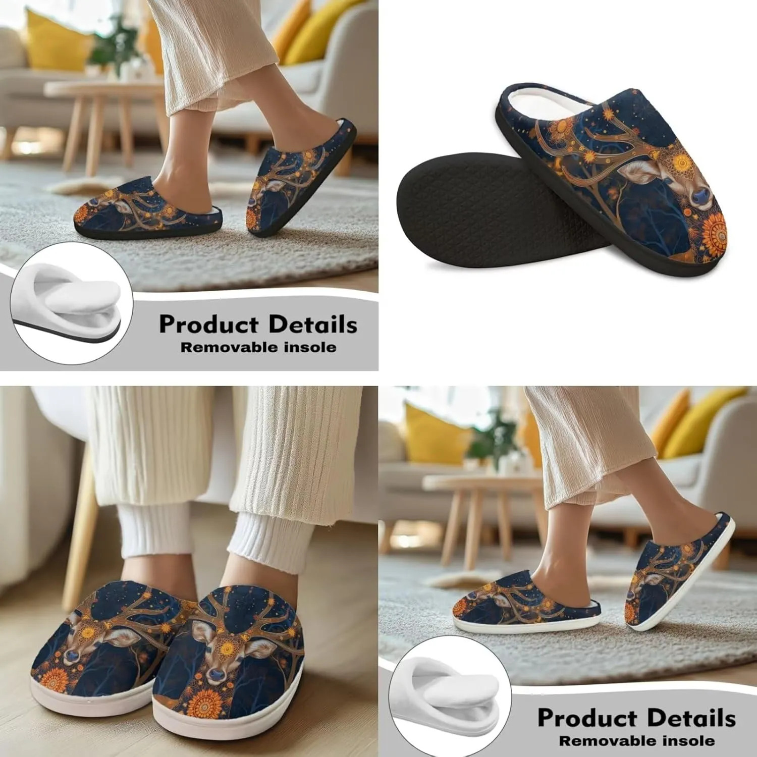 Men's Women's Non-slip Slippers, Flannel Warm Soft Cozy Slippers, House Bedroom Indoor/Outdoor Warm Shoes, Size 2-12