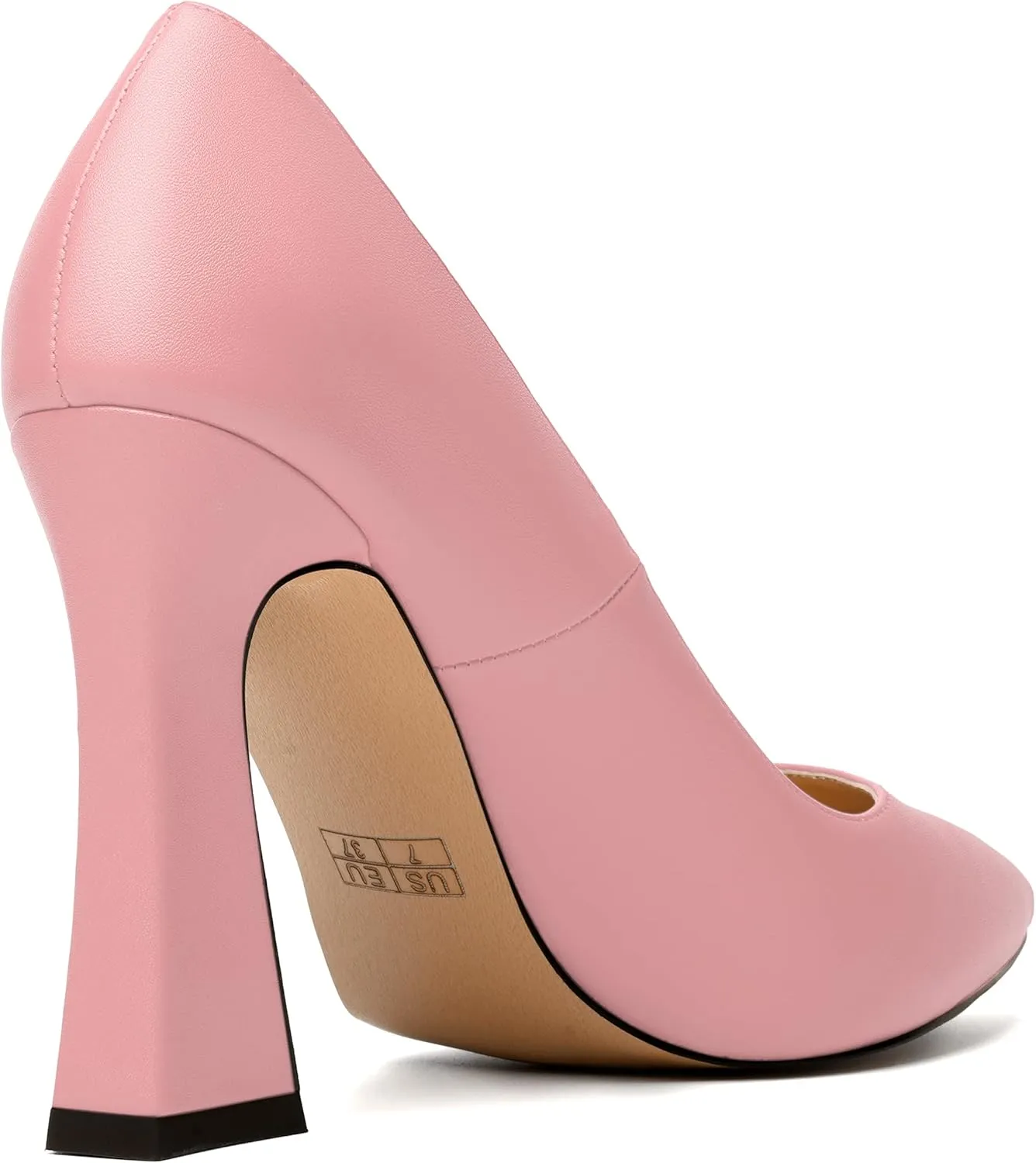 MERRORI Women's Chunky High Heels Slip On Block Pointed Toe Matte Dress Wedding Heel Pumps Shoes 4 Inch