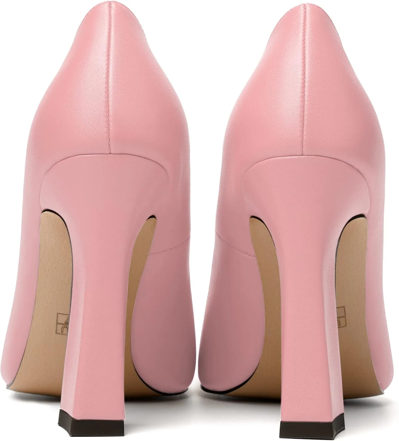 MERRORI Women's Chunky High Heels Slip On Block Pointed Toe Matte Dress Wedding Heel Pumps Shoes 4 Inch