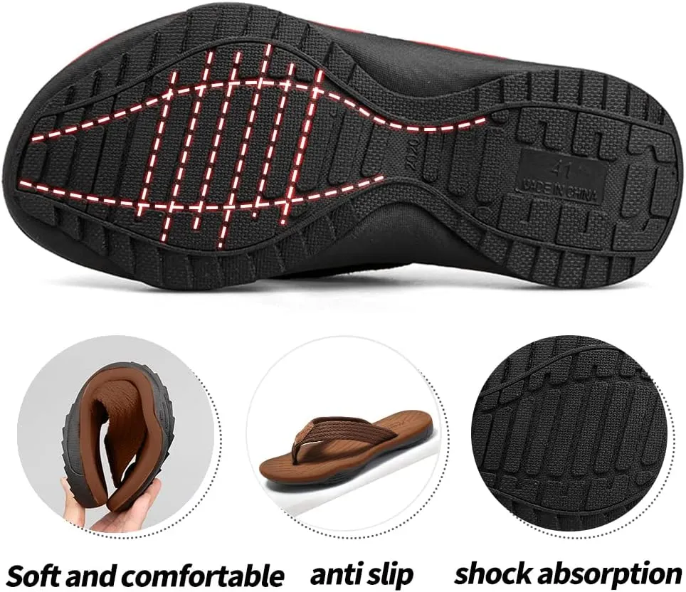 MGGMOKAY Men's Flip Flops Sandal Comfortable Thong Sandals Arch Support Casual T-Strap Sandals for Men Summer Beach Slides Shoes