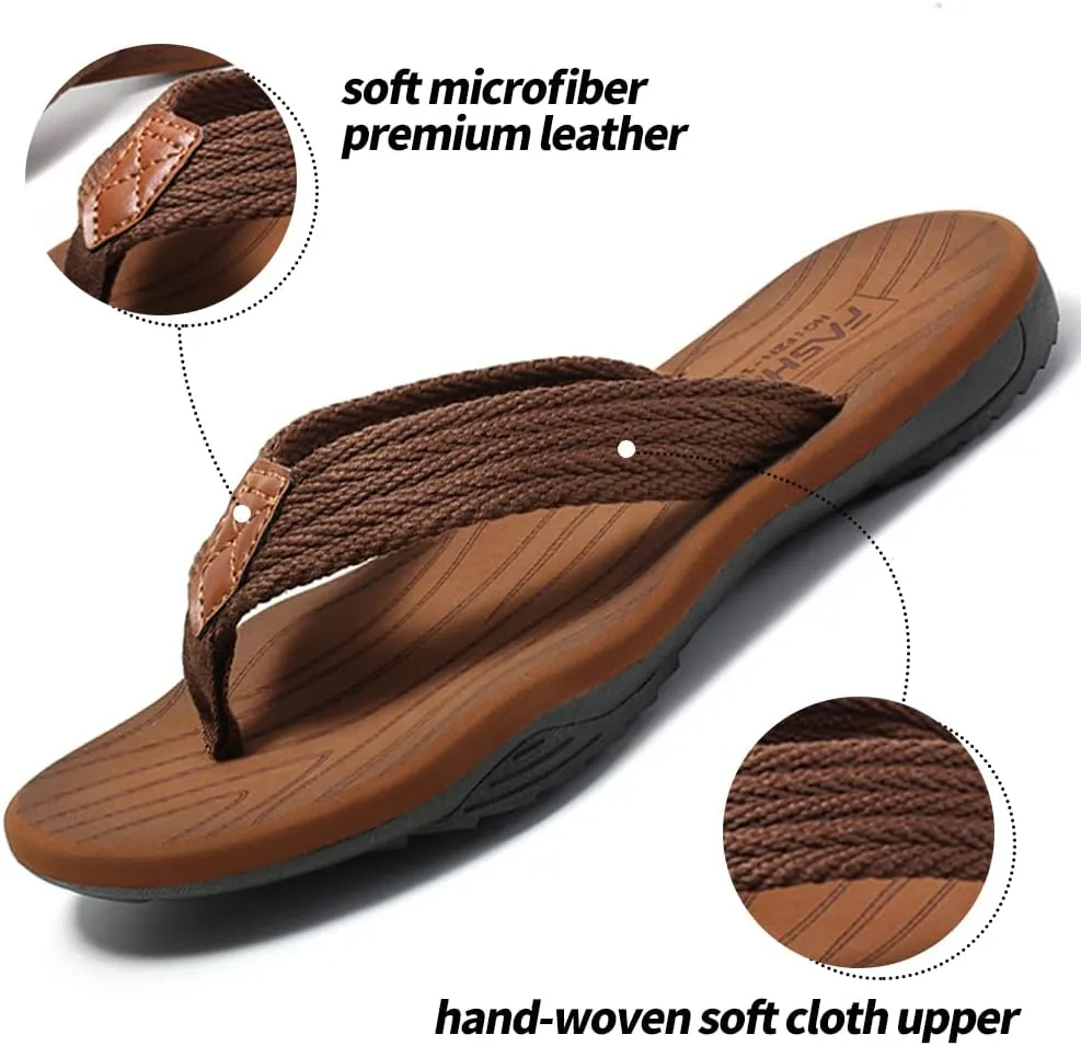 MGGMOKAY Men's Flip Flops Sandal Comfortable Thong Sandals Arch Support Casual T-Strap Sandals for Men Summer Beach Slides Shoes