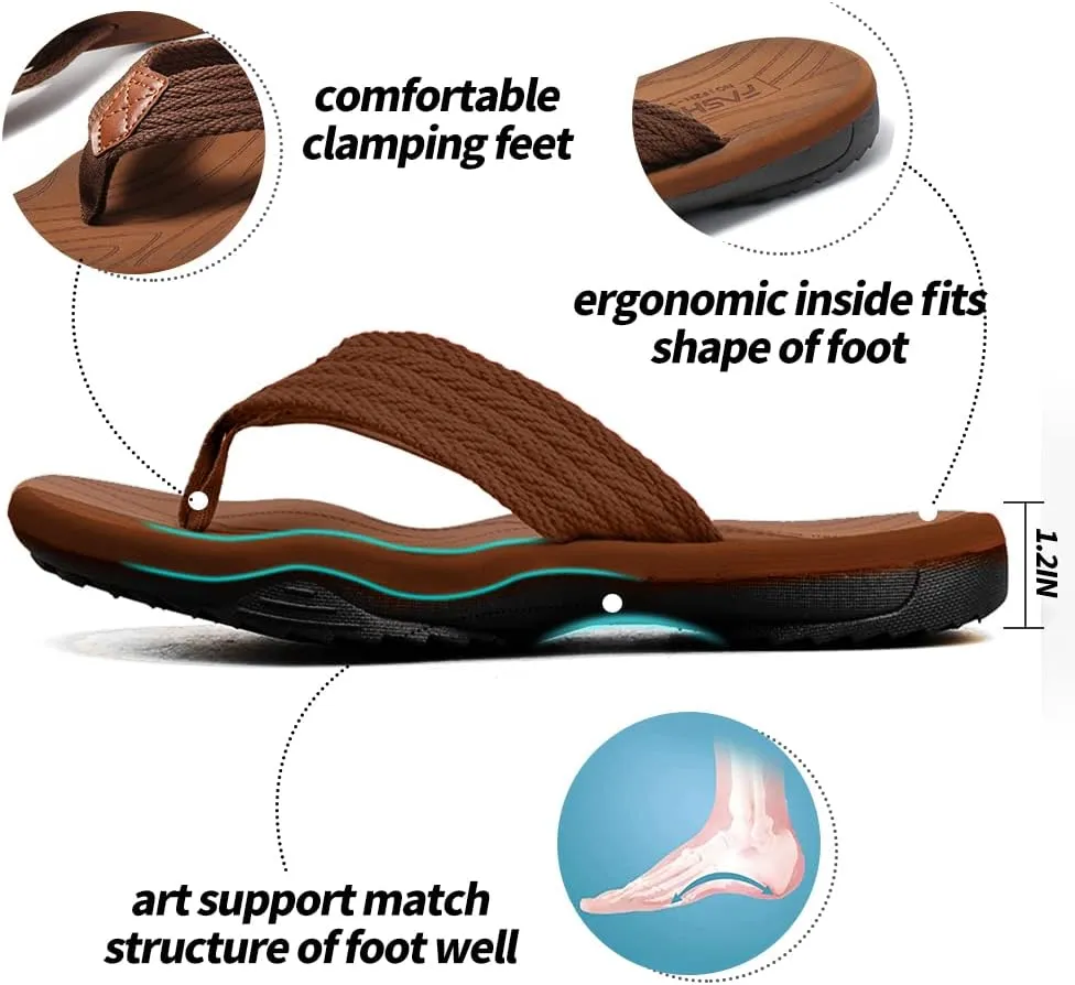 MGGMOKAY Men's Flip Flops Sandal Comfortable Thong Sandals Arch Support Casual T-Strap Sandals for Men Summer Beach Slides Shoes