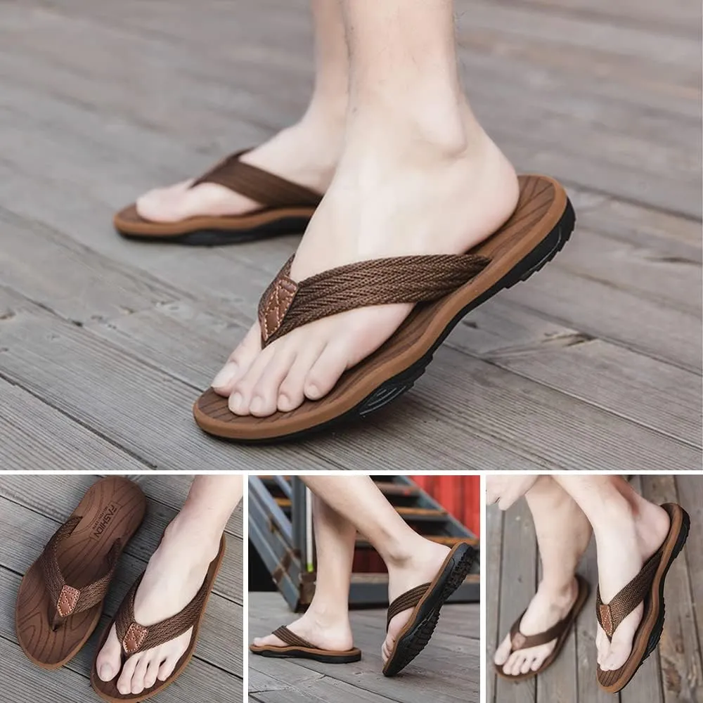 MGGMOKAY Men's Flip Flops Sandal Comfortable Thong Sandals Arch Support Casual T-Strap Sandals for Men Summer Beach Slides Shoes