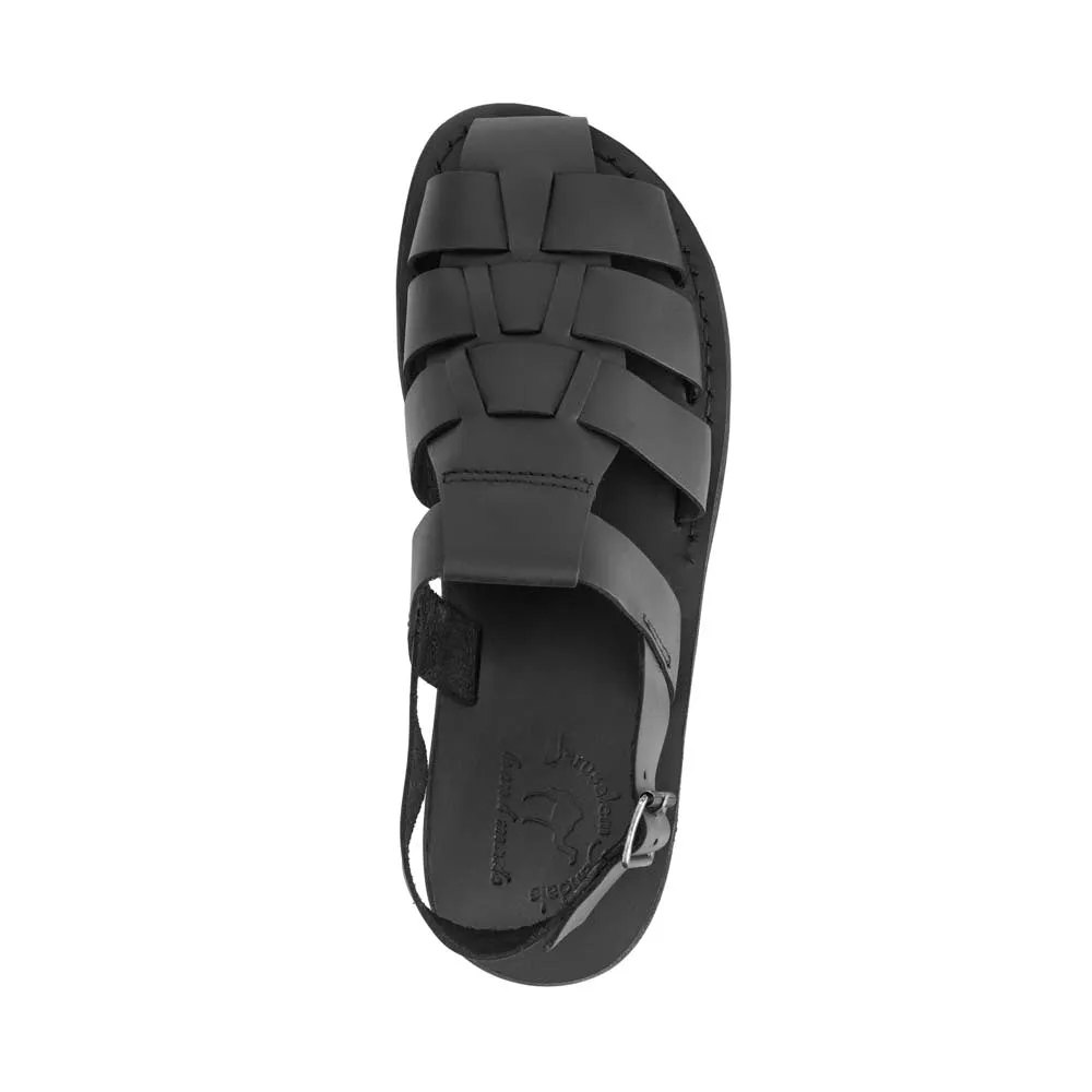 Michael - Closed Toe Leather Fisherman Sandal | Black