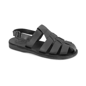 Michael - Closed Toe Leather Fisherman Sandal | Black