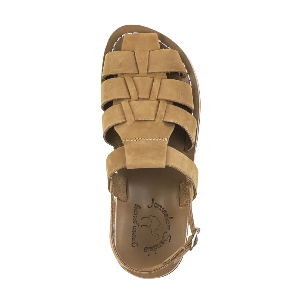 Michael - Closed Toe Leather Fisherman Sandal | Tan Nubuck