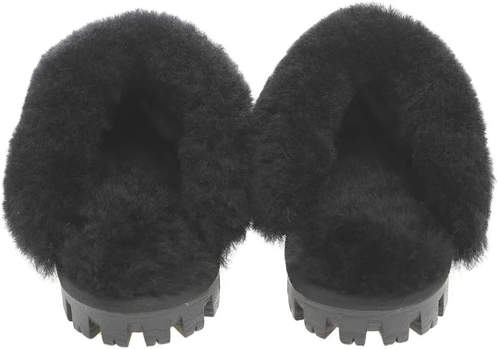 Millffy Unisex Comfy Sheepskin Leather Slippers Women's Handmade Wool Cuff Slippers Shoes for Men Indoor/Outdoor