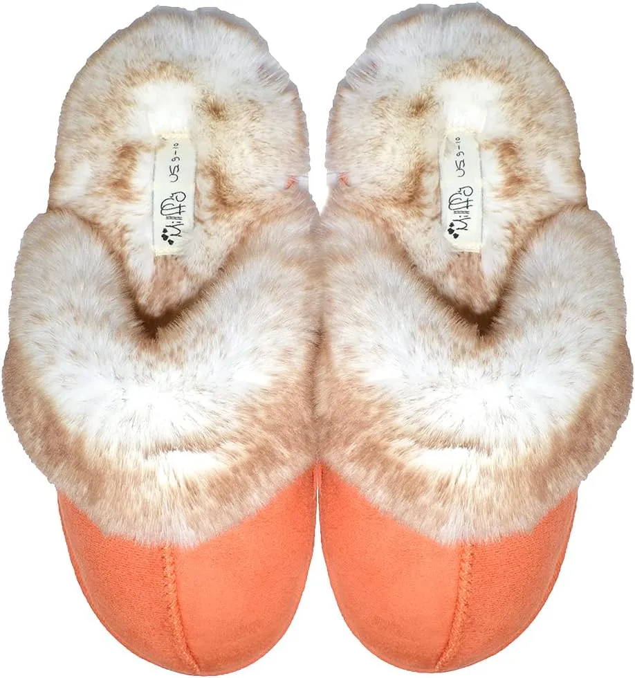 Millffy Women's Comfy Faux Fur Lining Clog Scuff House Shoes Memory Foam Slip on Anti-Skid Sole
